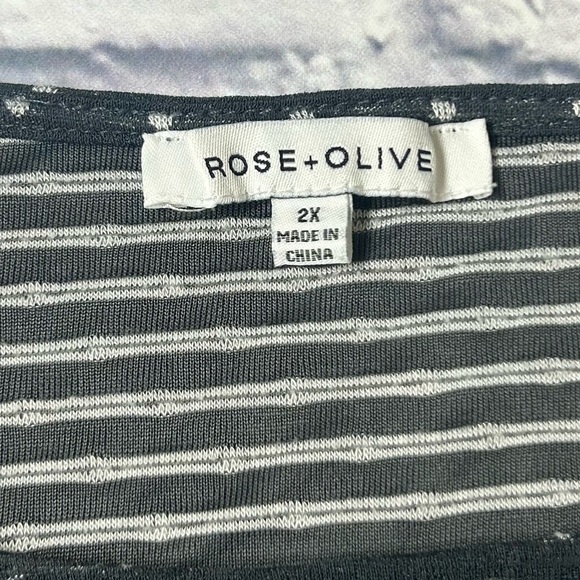 Anthropologie Rose & Olive Gray/White Polka Dot Top. 3/4 Length Sleeve. Size 2X - Picture 2 of 8